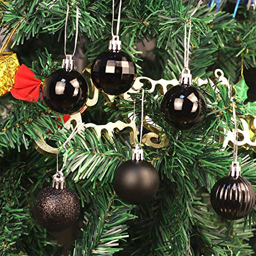 Kerstballen Boom Ornamenten 36 Stuks Kerstboom Versiering set plastic Kerstballen Ornamenten Kerstboom Ballen Tot Ø 4 CM (Zwart) - Afbeelding 5