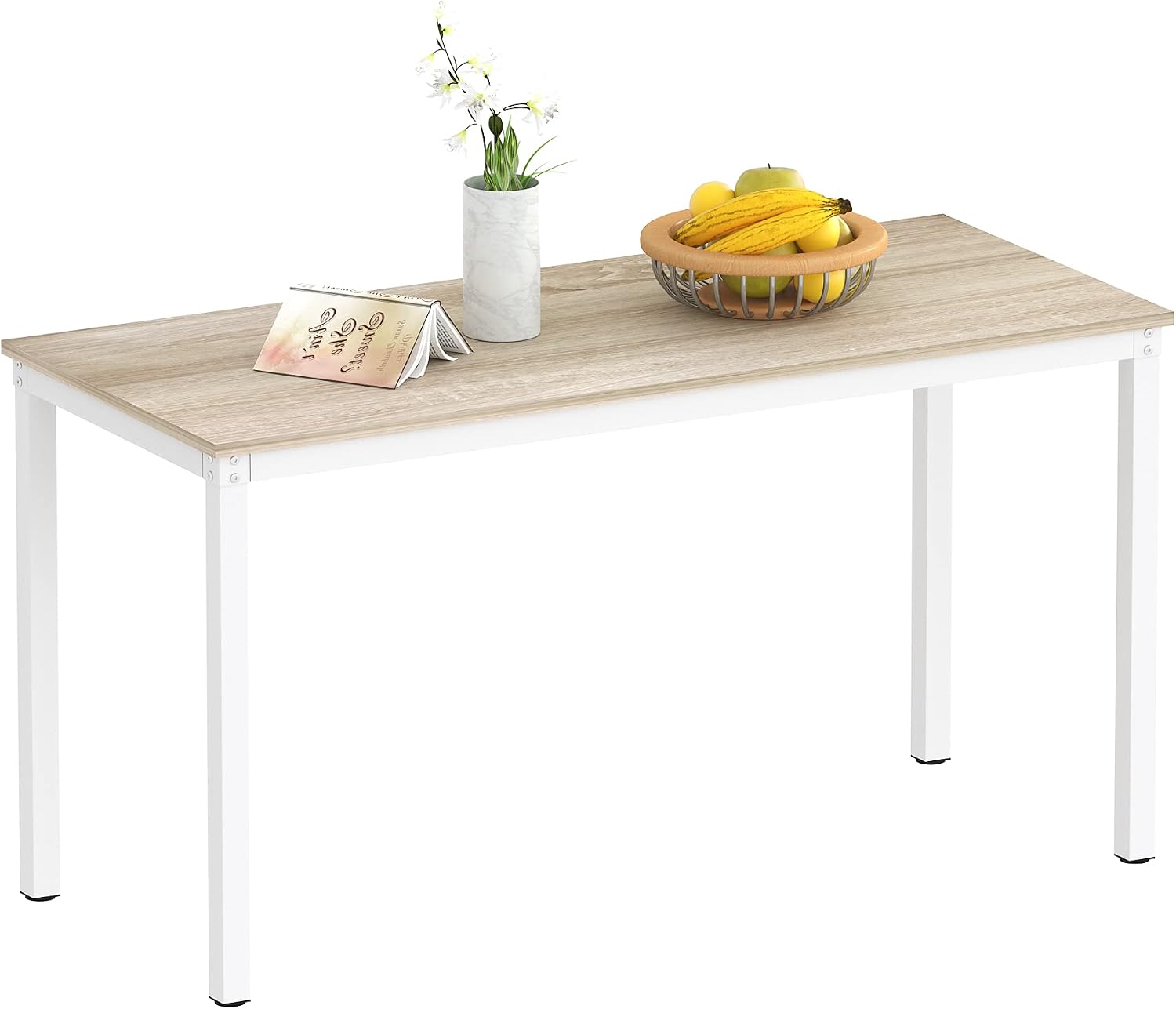 Teraves Dining Table,Kitchen Table Multifuntional Desk for Living Room, Dining Room,Home Office (47.24”, Beige + White Frame)