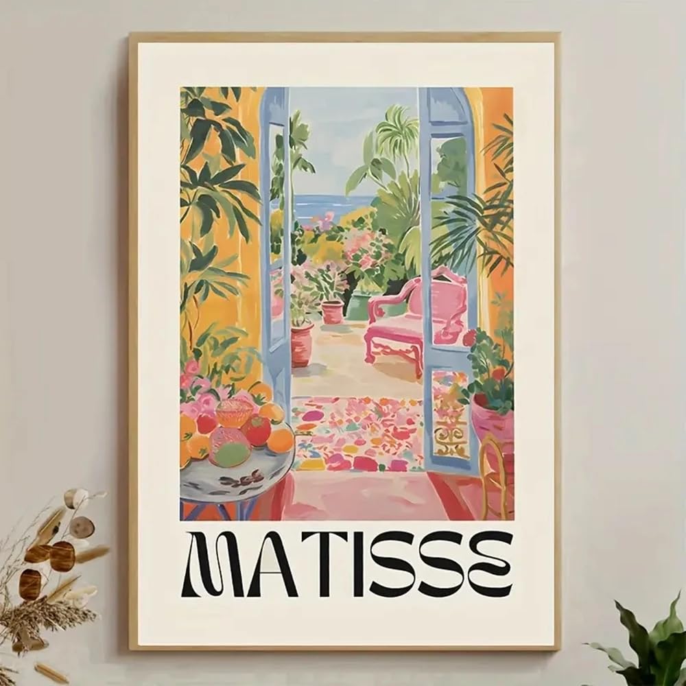 Dittelle Matisse Exhibition Posters Art Canvas Painting Retro Artwork Wall Art Prints for Home Bedroom Dining Room Decoration(60x80cm/Frameless)