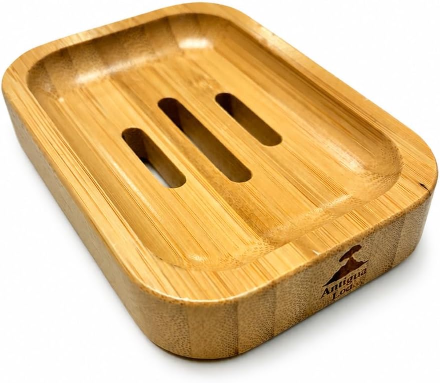 Self-Draining Natural Bamboo Soap Dish Holder, Odor Resistant Tray, Great for Bathrooms and Kitchens, Extend Soap Life, Handcraft Durable