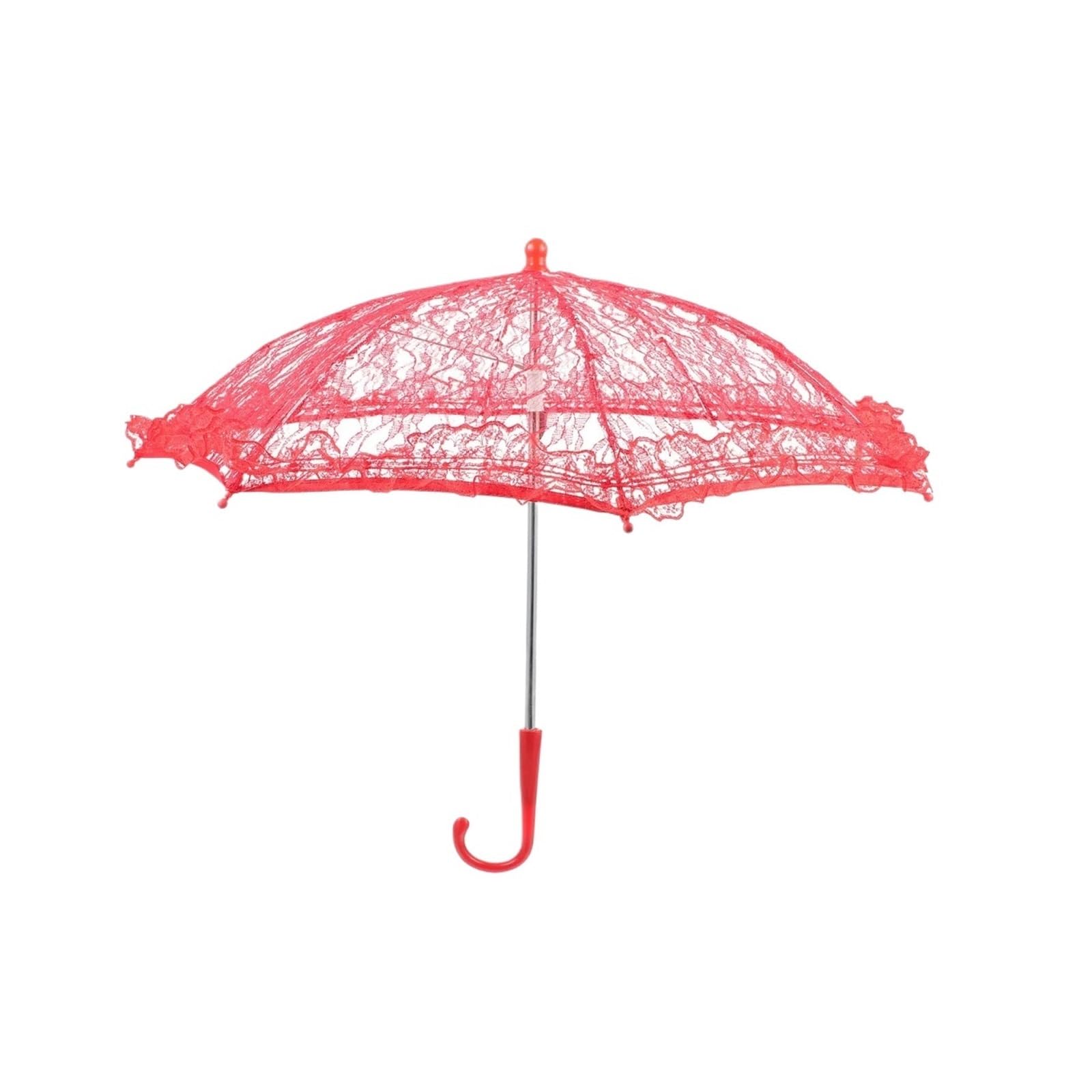 Wedding Lace Parasol 1Pcs Vintage Lace Umbrella Iron Frame Romantic Parasol Wedding Photo Prop Bridal Stage Performance Accessory for Bride, Party Decor, Dance Props(Red)
