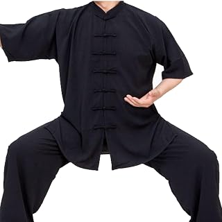 Tai Chi Clothing Martial Arts Chinese Traditional Men Women Kung Fu Taekwondo Training Clothes (Color : Black, Size : Medium)