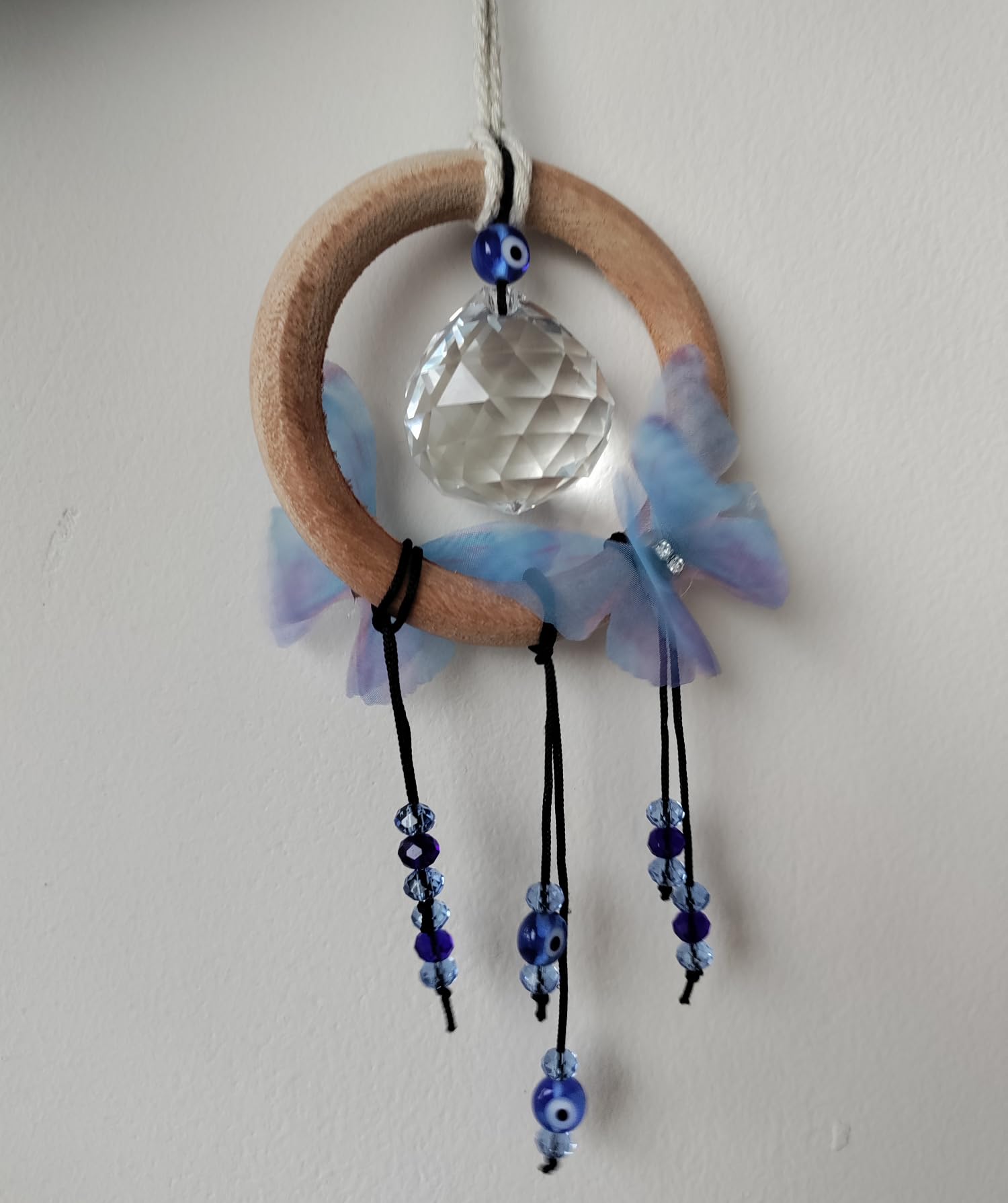 Mannikin Crystal Suncatcher with Butterflies Blue Evil Eye Hanging Prism Ball Decoration and Car Pendants Decoration Lucky Hanging Ornament Amulet for Car Home and Office-image-49