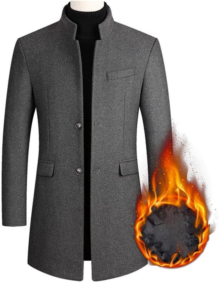 Winter Men's Tweed Jacket In The Long Paragraph Trench Coat Printed Cotton Thickened Men's Tweed Jacket(L code)