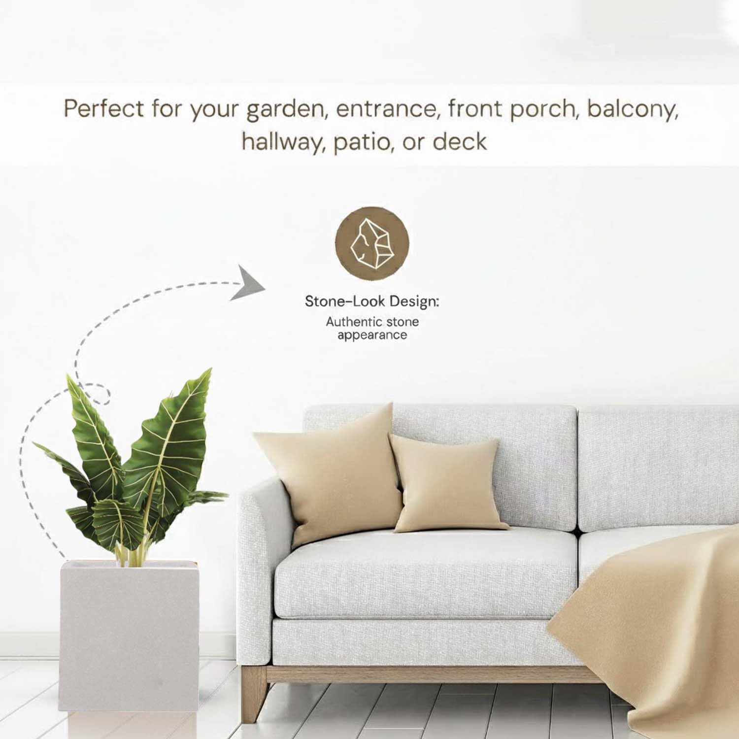 Go Hooked 12 Inch Cube Planter - Durable Outdoor Flower Pot -7