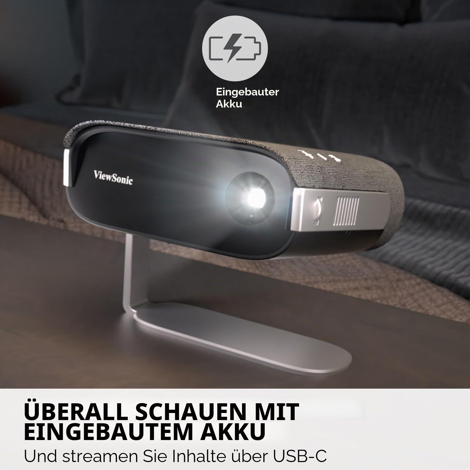 ViewSonic M1X Smart Beamer, 1080p Full HD, Portable Beamer for Outdoor/Home Cinema, Support Tablet/Laptop/PC/TV-Box
