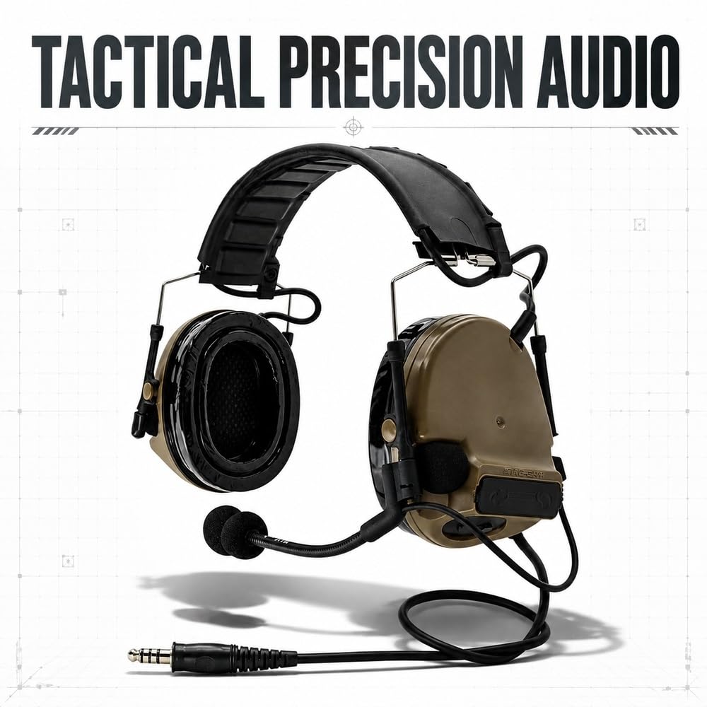 Auriculares Tácticos C3, Diadema Ajustable Color Canela, Orejeras De Silicona, Reducción Ruido Electrónica, Captación Sonido, For Deportes Al Aire Libre