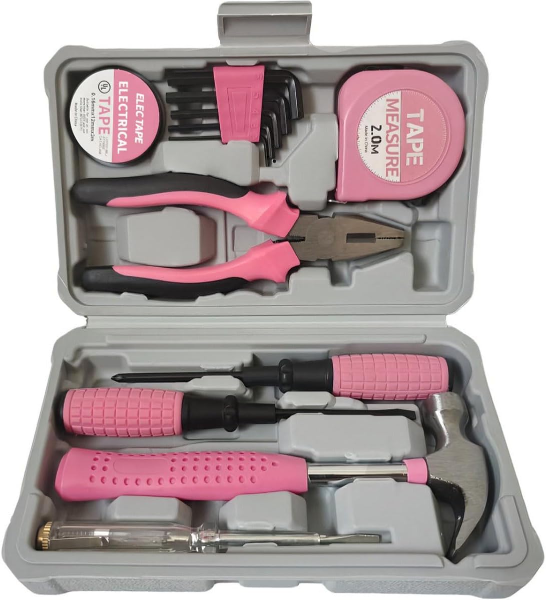 Kit de Herramientas de 13 Piezas Rosa con Estuche