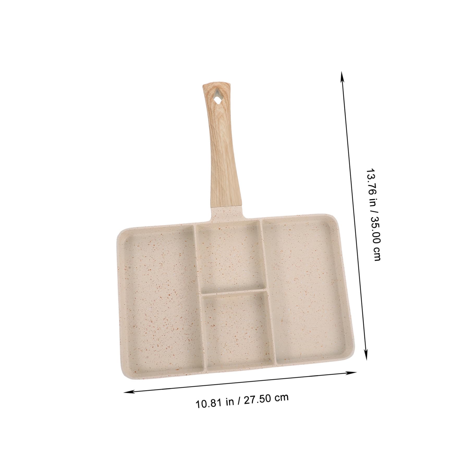 Padella per Uova al Tegamino Beige in Lega di Alluminio Manico | Fondo Scanalature Multiple, Impugnatura in Legno Anti-scottatura, Facile da Pulire