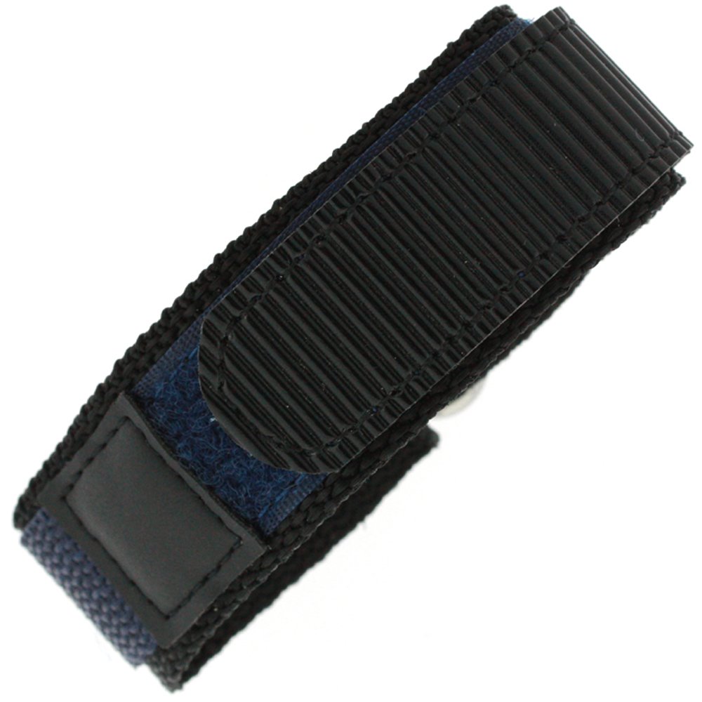 Tech Swiss Watch Band Nylon One Piece Wrap Sport Strap Navy Adjustable Hook and Loop 22mm