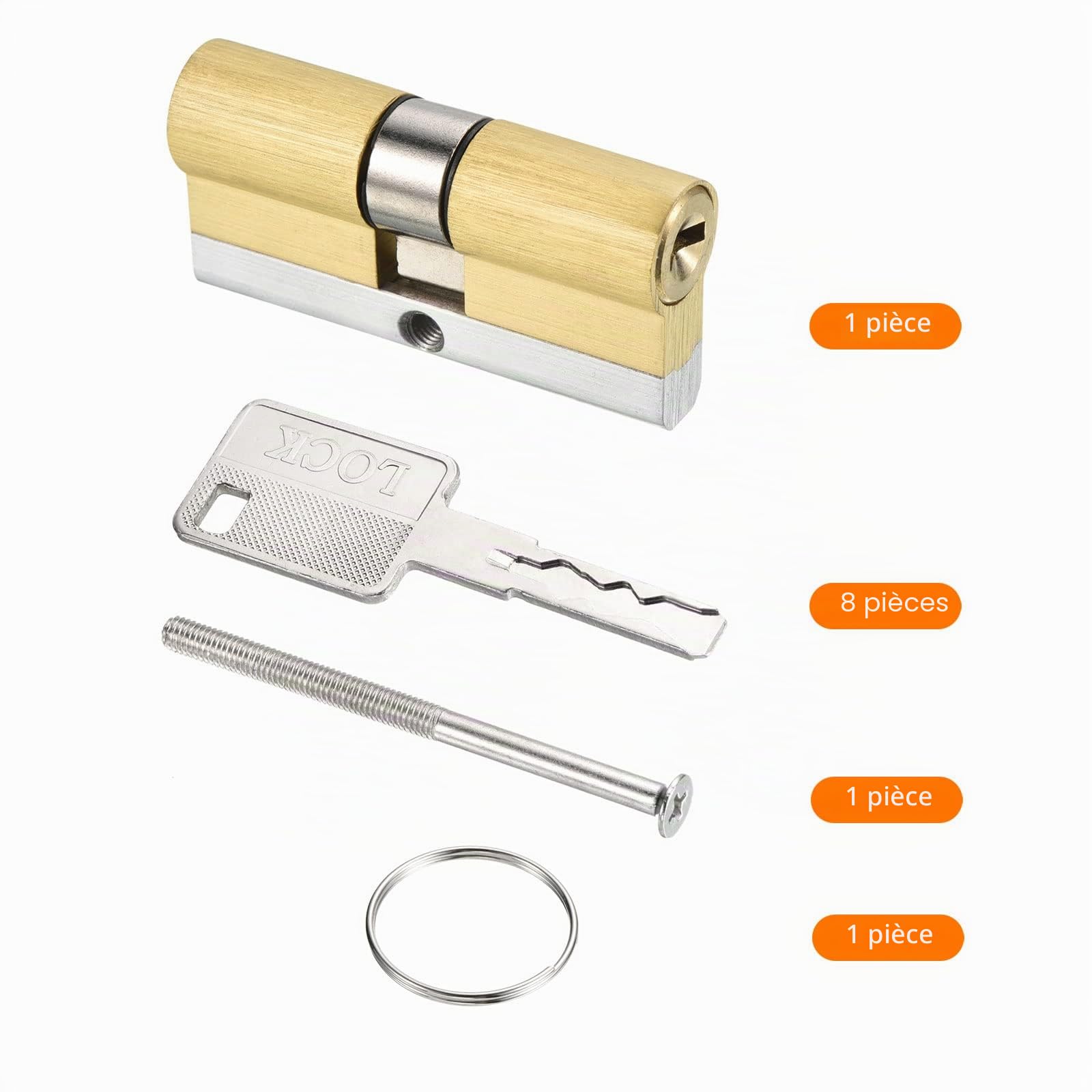 PATIKIL 32.5/32.5 (65mm Globale) Européen Double Serrure Cylindre, Porte Cylindre Serrure avec 8 Clés pour Bois Portes, Aluminium Portes