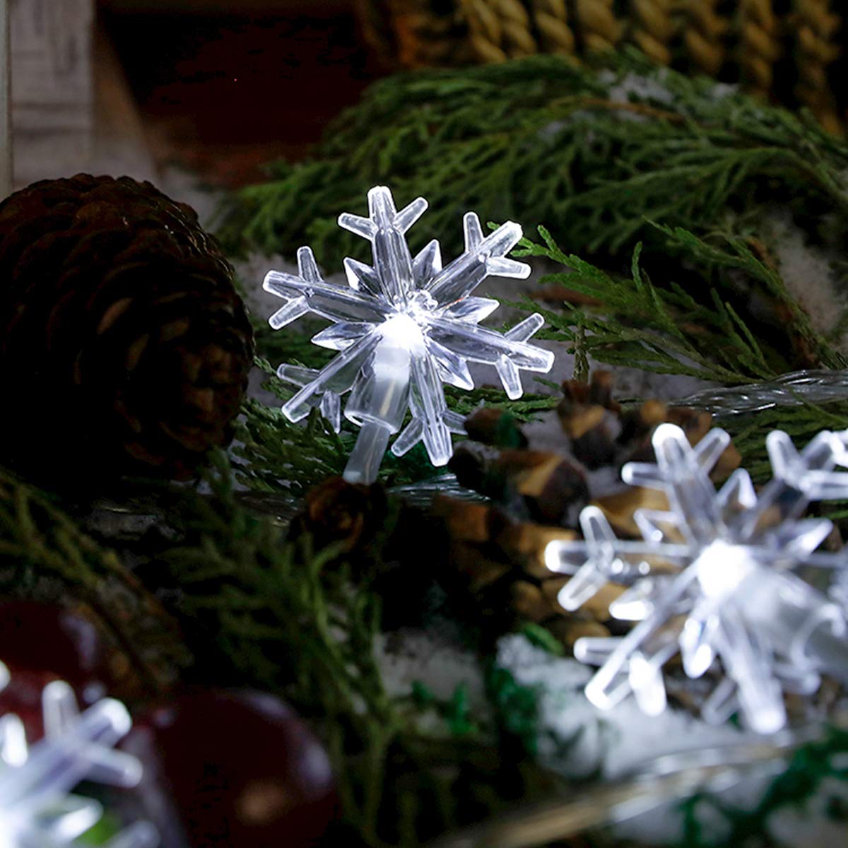 匿名配送✨訳あり！ストリングライト低消費電力スノーフレークガーランド 匿名配送✨訳あり！ストリングライト低消費電力スノーフレーク