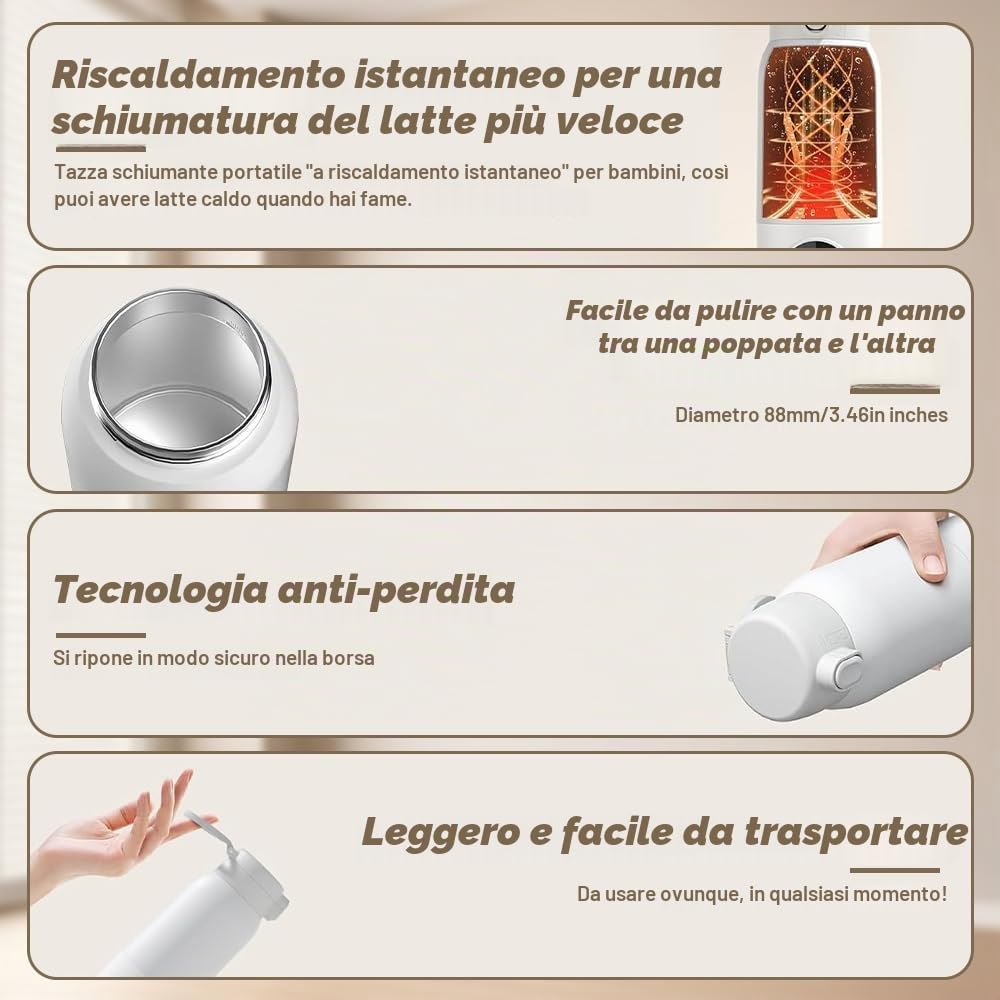 Scaldabiberon Portatile Baby da 500 ml, Riscaldamento Rapido Scalda Biberon Neonato con 11000 mAh Scaldabiberon Elettrico Portatile con display LCD per Latte Materno e Acqua Regolabile da 35 a 70 °C