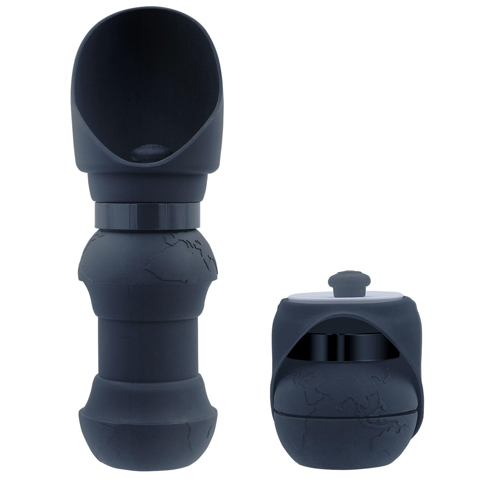 18 OZ Foldable Silicone Dog Water Bottle 500ML- Portable Outdoor Pet Hydration Solution, Leak-Proof, Easy to Carry, Perfect for Hiking, Travel, and Walking (Black, 550ML)