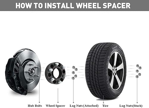 Miniatura 10 de DCVAMOUS 4 espaciadores de rueda espaciadores negros 5x150 de 1.25 pulgadas con pernos de 14x1.5 compatibles con Toyota 5 para Tundra 2007-2022