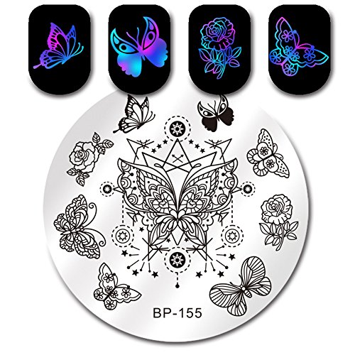 BORN PRETTY Round Stamping Plate Butterfly Star manicuring Nail Art Image Plate BP-155