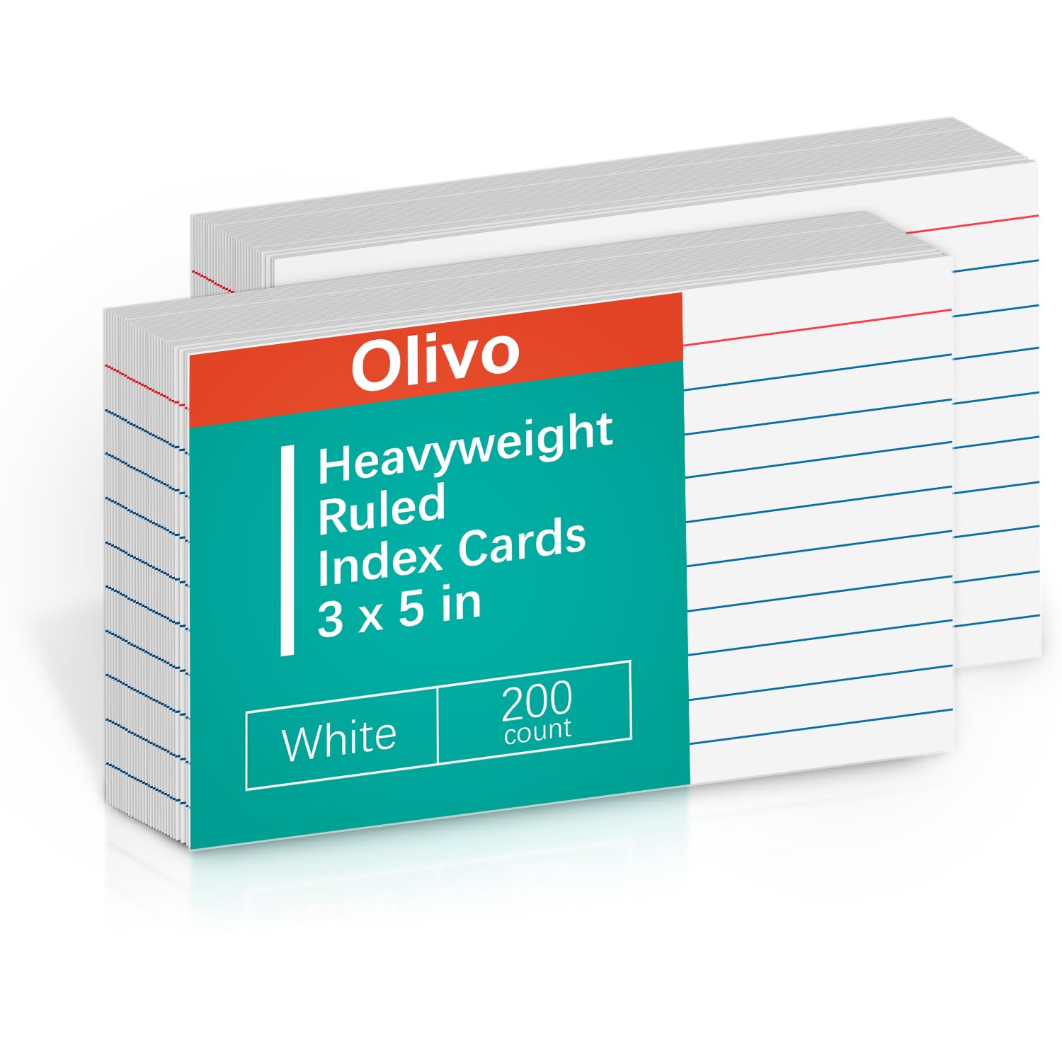 Index Cards 3x5 Lined Ruled Flash Note Cards 3" x 5", White, 200 Count, 200 GSM Heavy Weight — image 1
