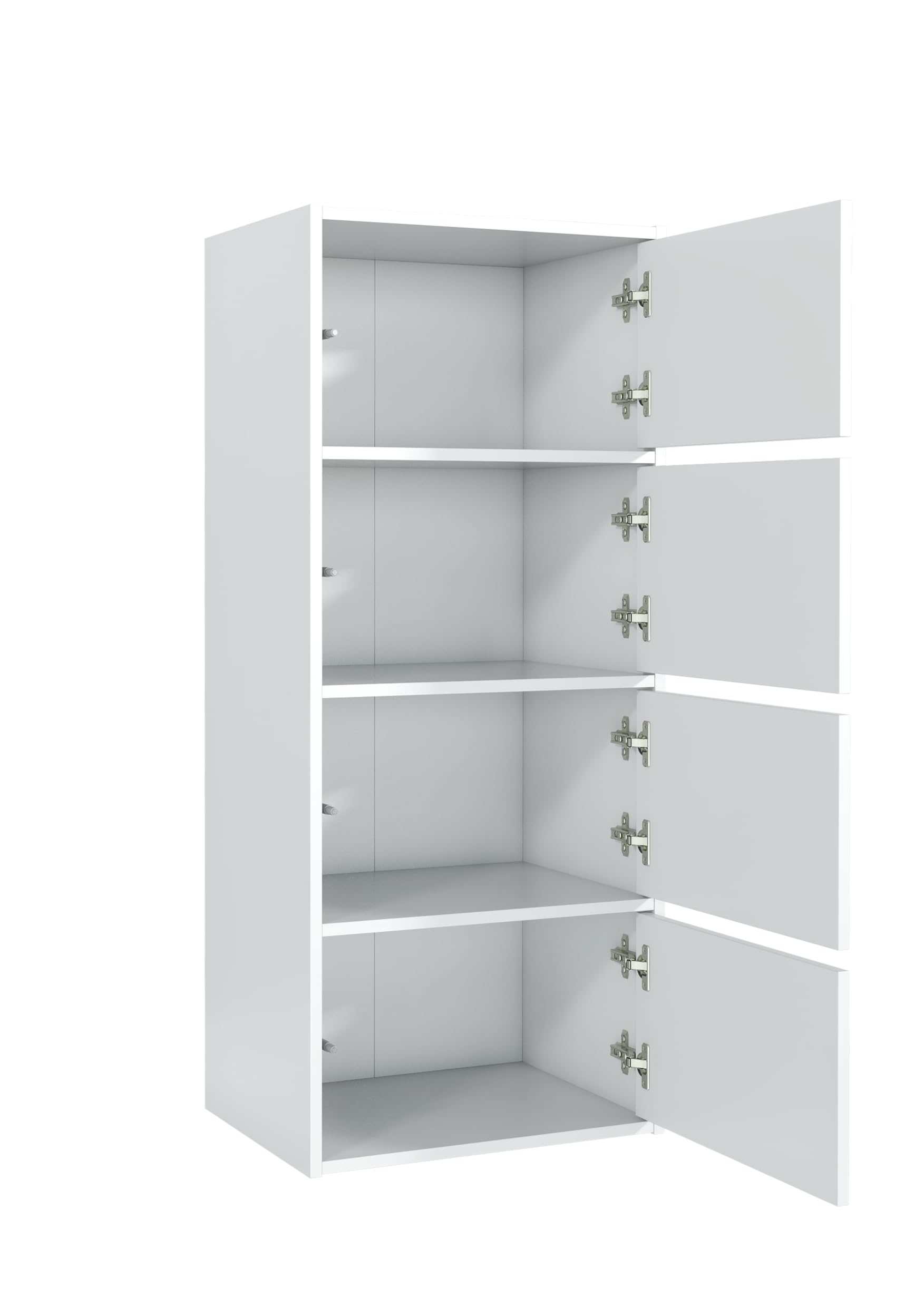 Mobile Moderno Bianco per Camera da Letto e Soggiorno – Cassettiera Alta con 4 Ante, Scarpiera Salvaspazio, Credenza Multifunzionale, Mobiletto 50x39x120 cm