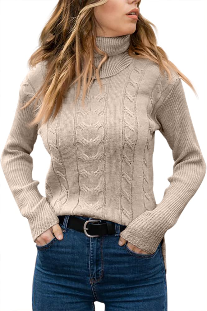 GeGekoko - Maglione da Donna Dolcevita, Elegante, a Maniche Lunghe, in Maglia Spessa, Casual, Morbido