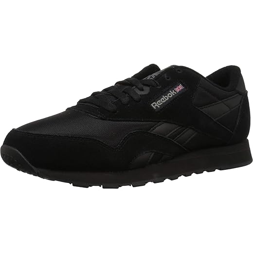 Reebok Men's Classic Nylon Sneaker, Black/Black/Carbon, 10
