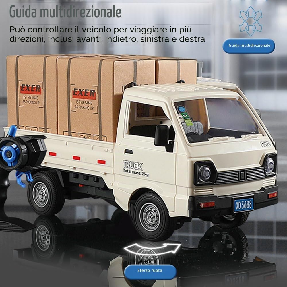 Auto telecomandata, 1/16 2,4 GHz RC Truck Camion telecomandato con vano posteriore, trasporto merci, auto RC per bambini e adulti