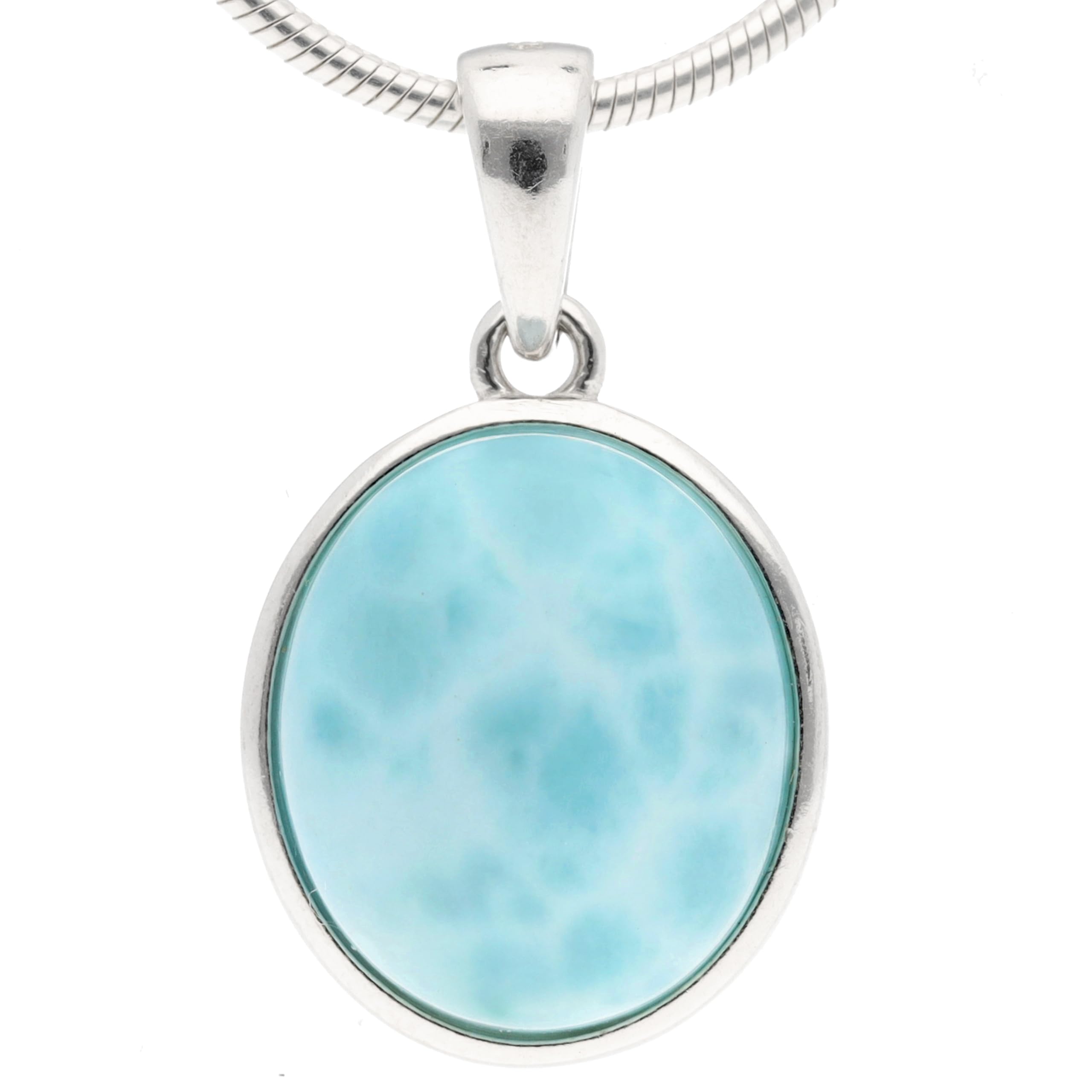 Lebensquelle Plus Larimar - Ciondolo ovale con pietra preziosa, incastonato in argento 925, 18 x 13 mm, pietra atlantica, 2 cm, Argento sterling, Labradorite (bianco)