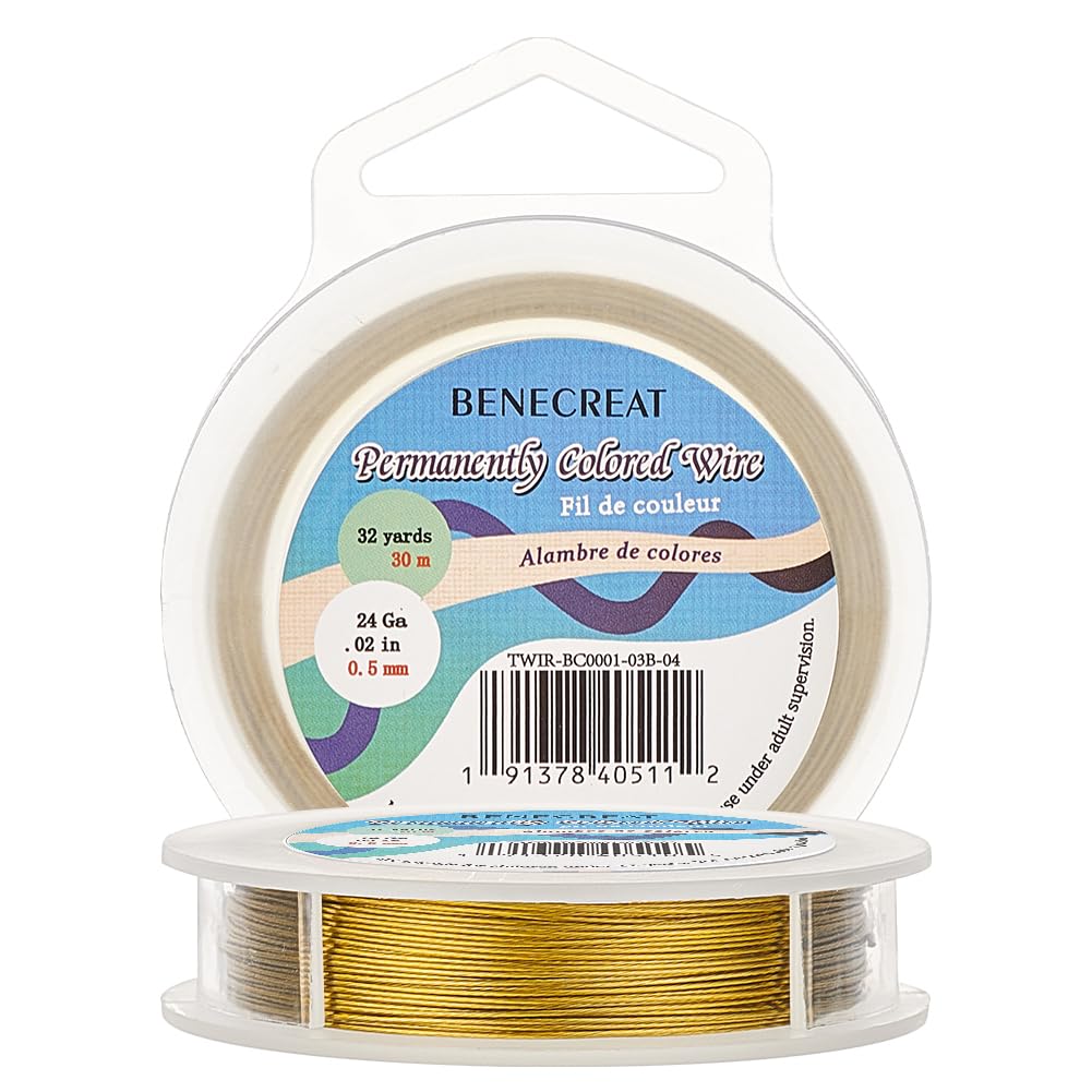 BENECREAT 98-Feet 0.02inch (0.5mm) 7-Strand Goldenrod Bead String Wire Nylon Coated Stainless Steel Wire for Necklace Bracelet Beading Craft Work