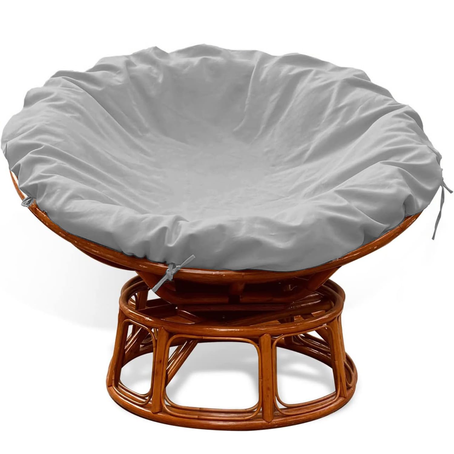 Thankyall Papasan Cushion Cover, Water Resistant Papasan Chair Cushion Slipcover for Outdoor and Indoor, Skin-Friendly Soft Machine Washable Unfading Zippered Cover for Round (Light Gray 55in)