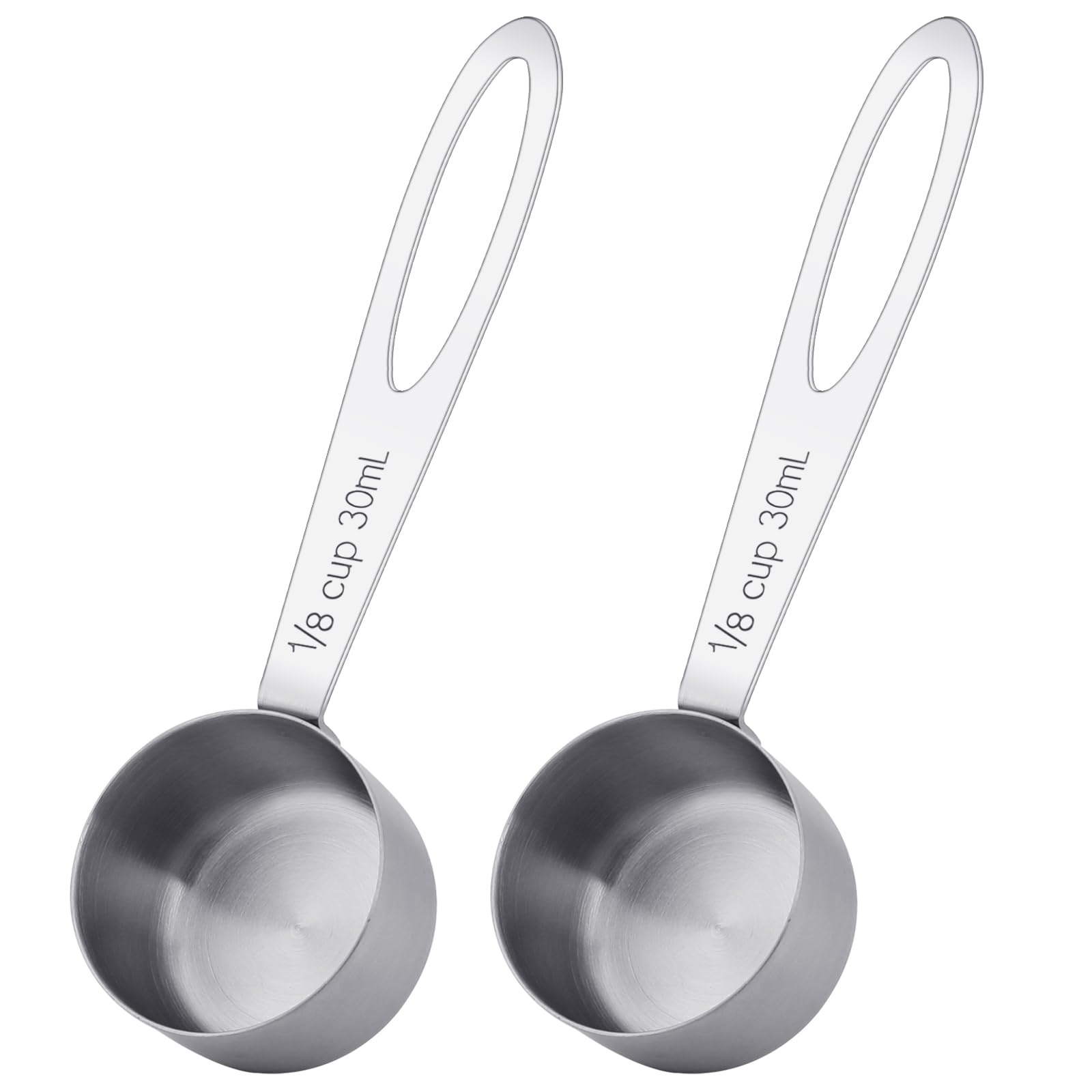 Lot De 2 Cuillères à Mesurer 30 Ml En Acier Inoxydable – Manches Long Et Court Pour Café, Épices Et Bocaux Profonds