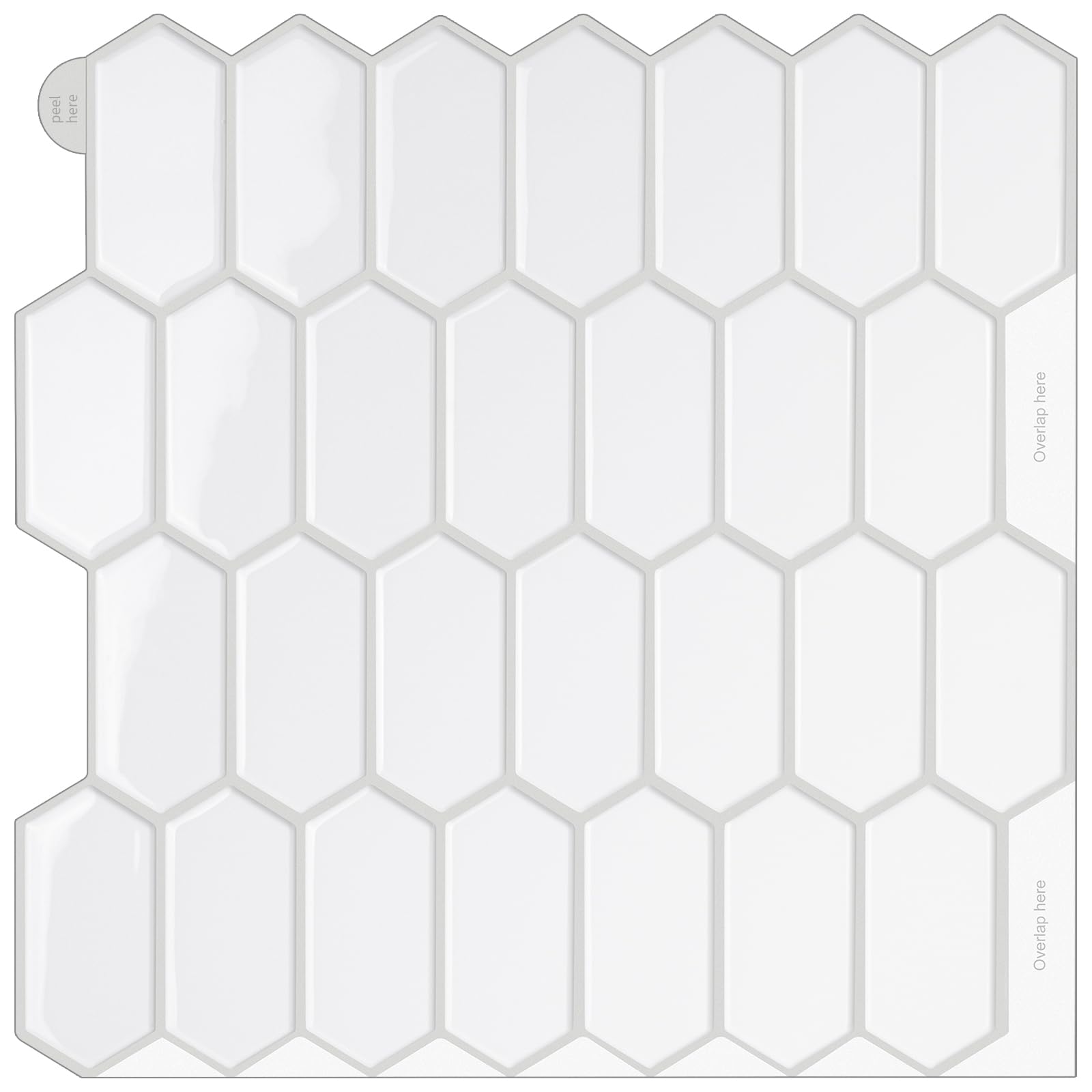 - Peel and Stick Backsplash – Wall Tile for Kitchen Backsplash 12"x12" Hexagonal Self-Adhesive Backsplash Tile for Kitchen, Bathroom 3D Wall Stickers (4 Sheets, White)