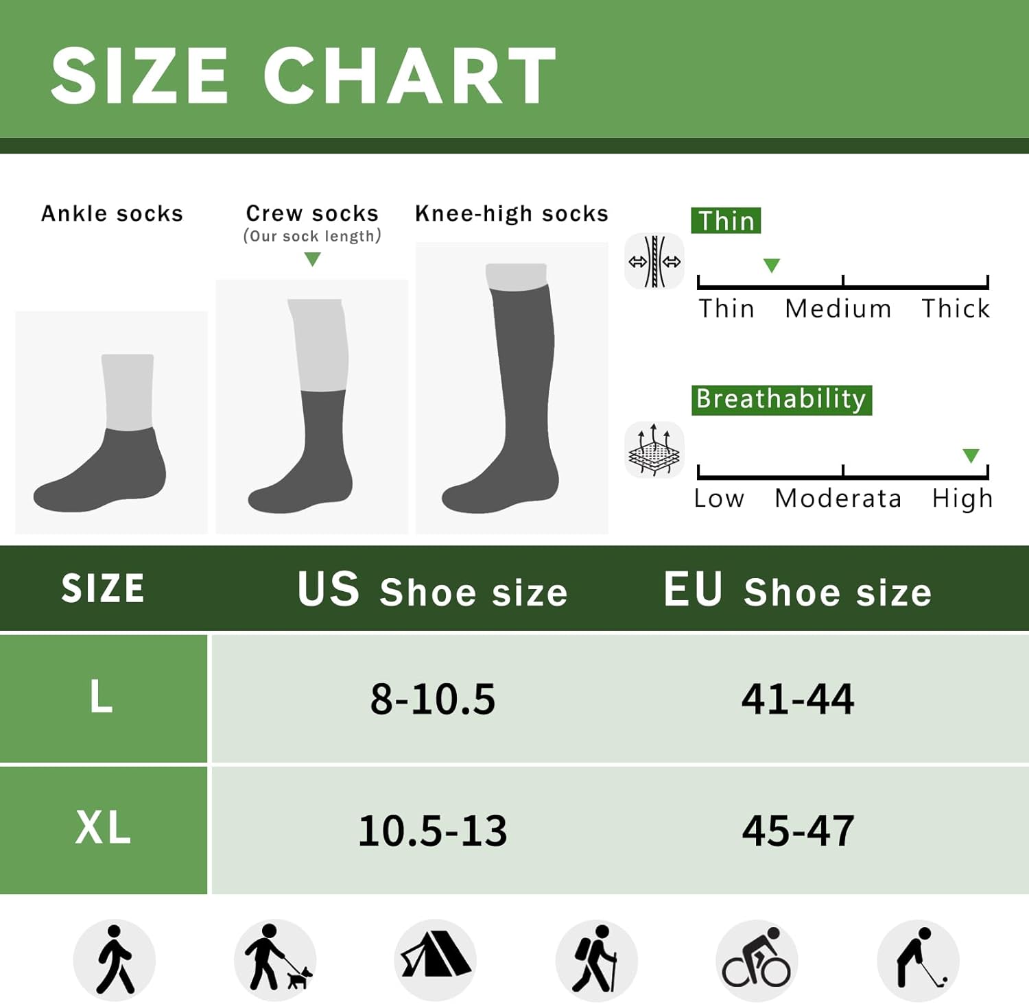 Merino Protect Thin Merino Wool Crew Sock for Men Women Lightweight Hiking Socks Soft Mid Calf Dress Socks 4Pack - Image 7