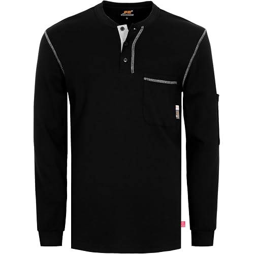 KONRECO FR Shirts for Men Long Sleeve 7oz Henley Shirt NFPA2112 CAT2