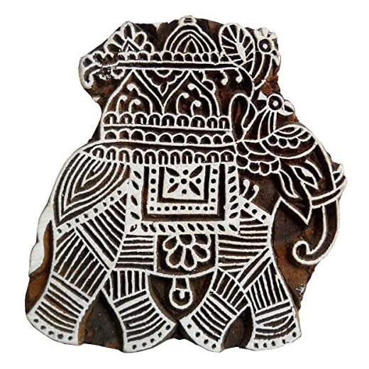 Indien hantverk kunglig elefant design trätryckblock/stämpel textil tyg tryck