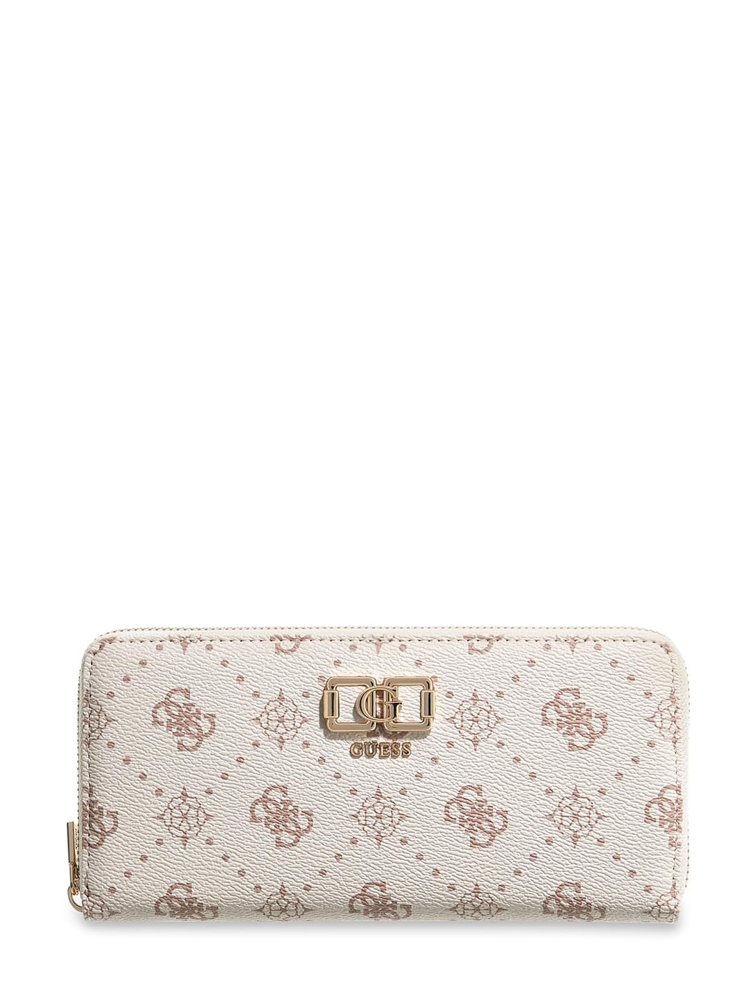 GUESS portafoglio Emelie Logo SLG Zip Around Wallet Vanilla Logo avorio