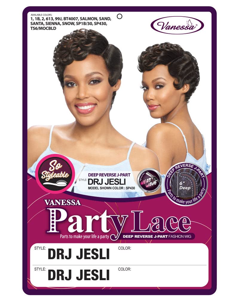 VANESSA Party Lace 6 inch Deep Reverse J-part Short Length Wavy Style Heat Wave Synthetic Fashion Wig - DRJ JESLI (280)