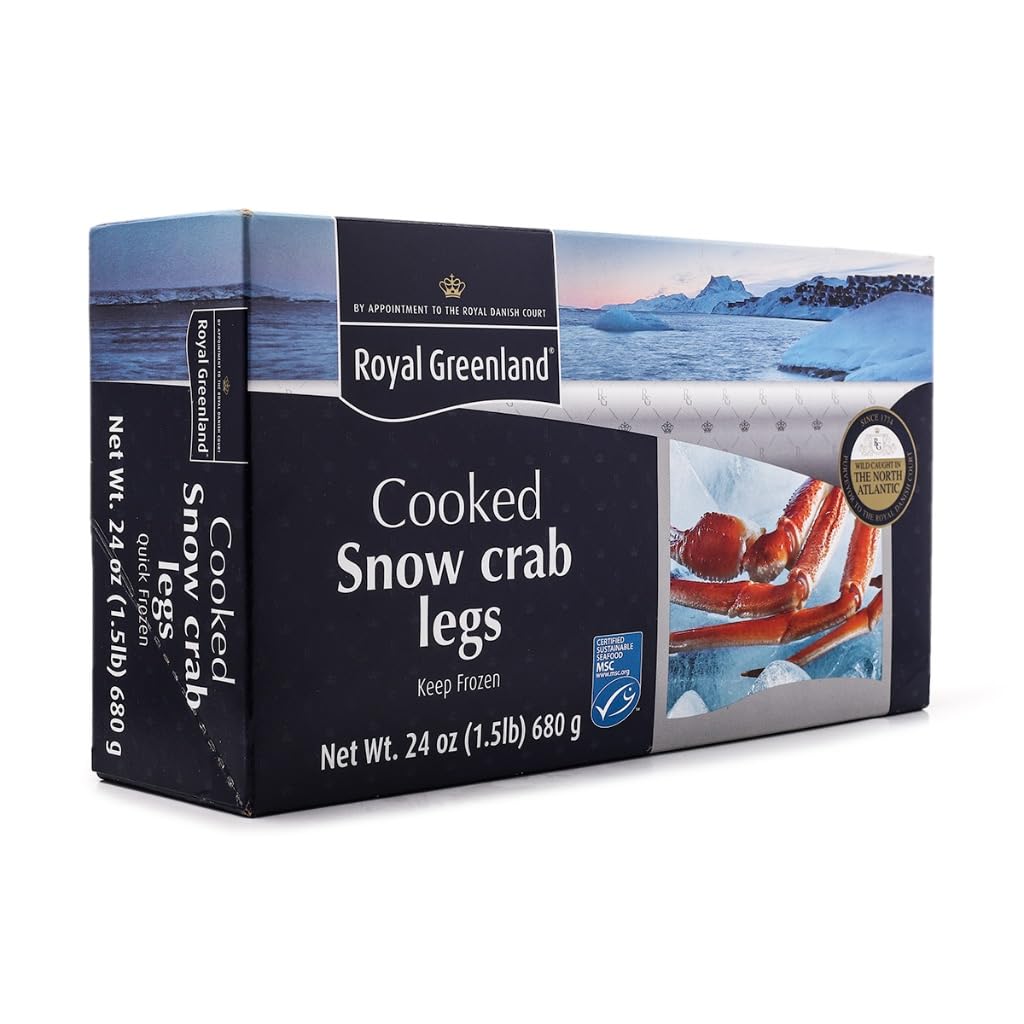 Royal Greenland Cooked Frozen Snow Crab Legs, 24 oz - Sustainably Sourced, Preservative-Free Seafood