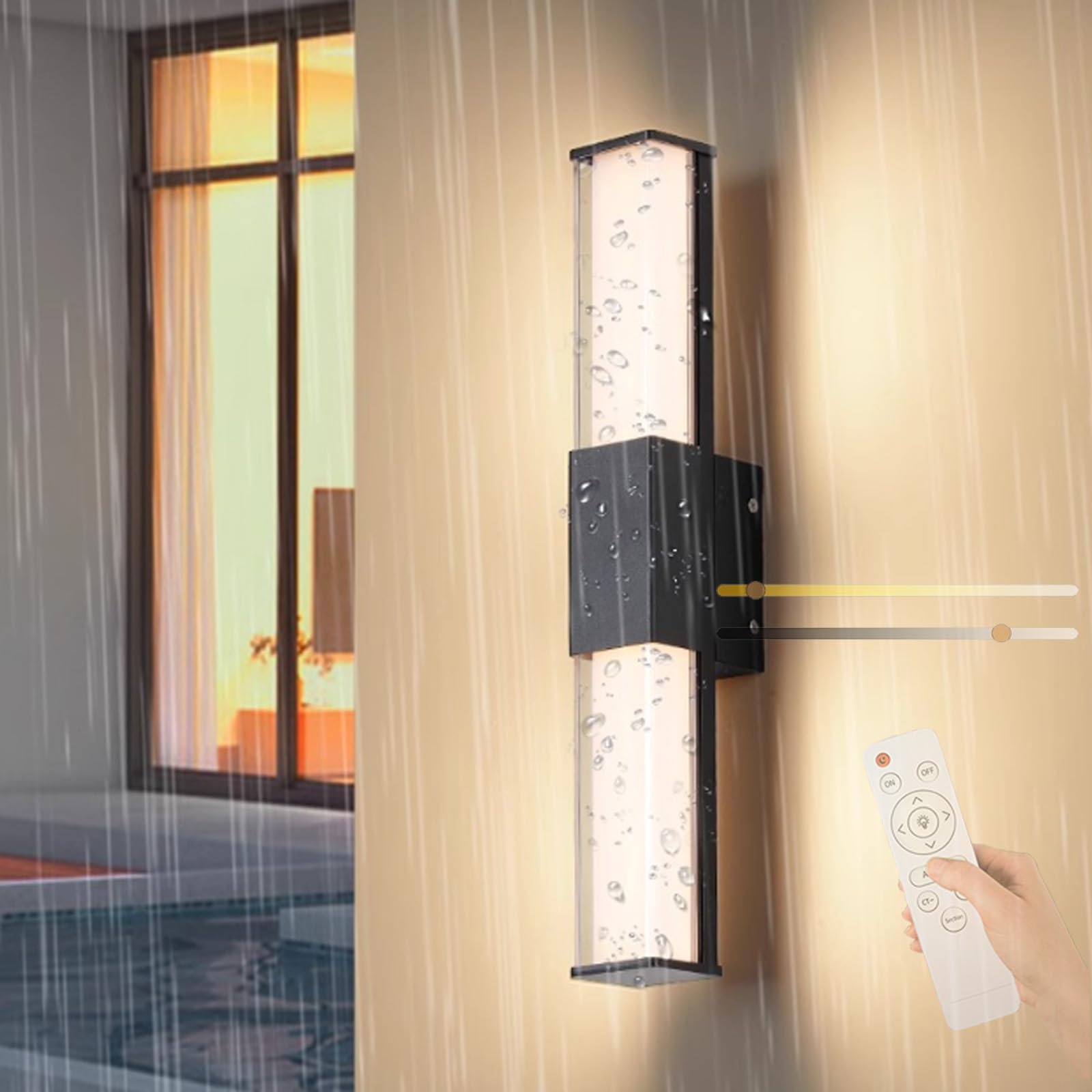 Applique Murale LED d'extérieur à intensité Variable avec télécommande, Applique Murale étanche IP65, intensité Variable de 10% à 100% pour Jardin, extérieur, intérieur, Aluminium, 150 cm, terr