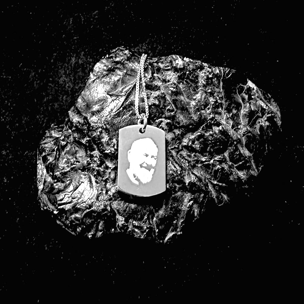 Collana Padre Pio Uomo Donna Argento 925 Rodiato Medaglia Religiosa Cattolica Ciondolo Benedetto Spiritualità Cristiana Regalo Devozionale