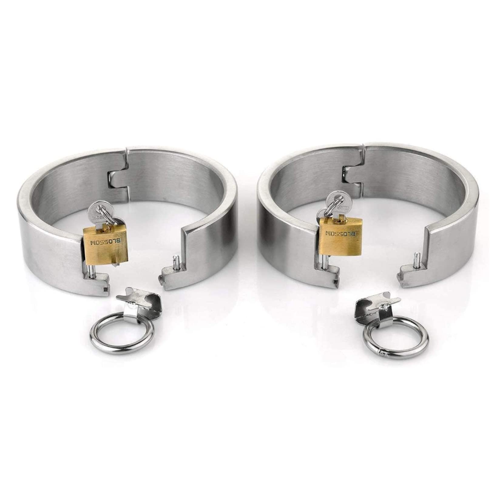 3cm Hoch Schwer Edelstahl Handfesseln, 1 Paar Metall Bondage Handschellen Handcuffs Fetisch Erwachsene Slave Abschließbar Handgelenk Manschette Erotik Sexspielzeug für Paare,Frauen4.7 * 5.7cm,Silber
