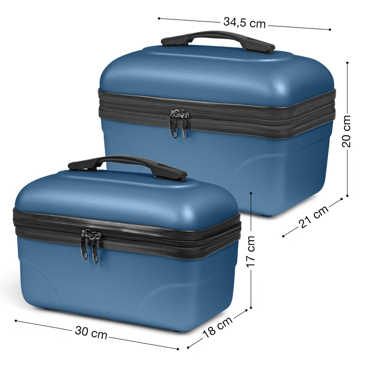 KINSTON Set di 2 Grandi Vanity - Vanity Case Rigido - Cosmetici Toiletter, Rigida con maniglia, Organizzatore di viaggio - Grande capacità