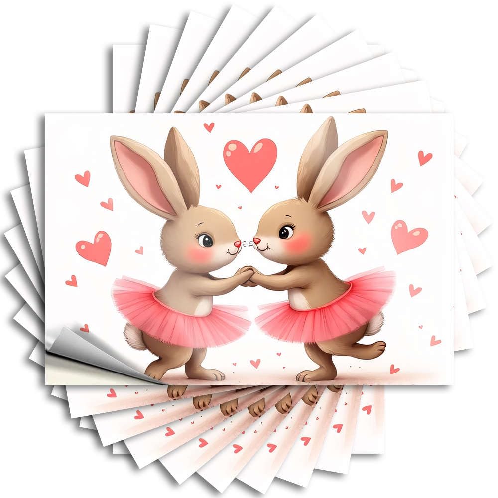 Fzfn Boys Colour Saying Waterproof Vinyl Sticker | Two Bunnies In Pink Tutus Holding Hands Funky For Microfiber Use(12X18cm)