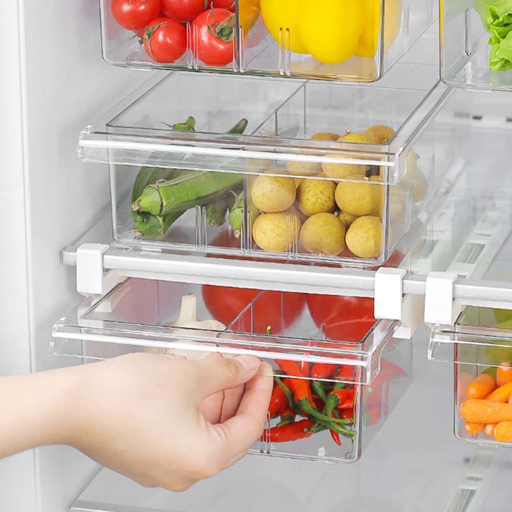 OctBird Tiroir pour Frigo Grand 2Pcs Boîte de Rangement Frigo Tiroir Coulissant Transparent 30,5x20x9,5cm Bacs de Rangement pour Réfrigérateur Transparent Organisateur de Réfrigérateur Coulissant
