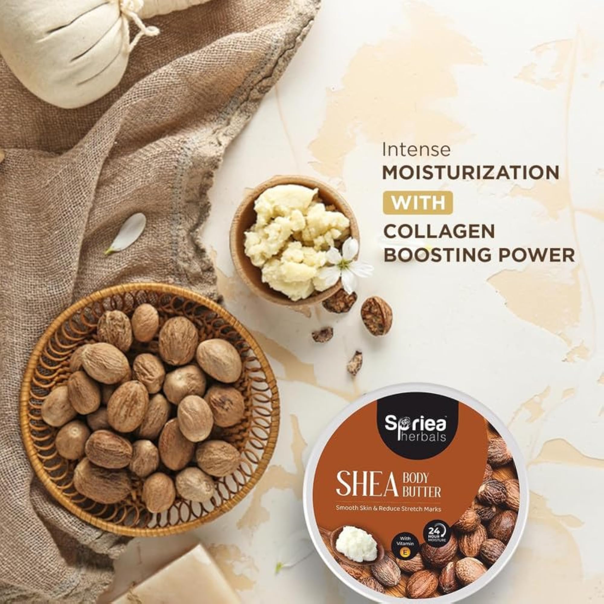 Natural Shea Body Butter Cream with Vitamin E, Deep Nourishment