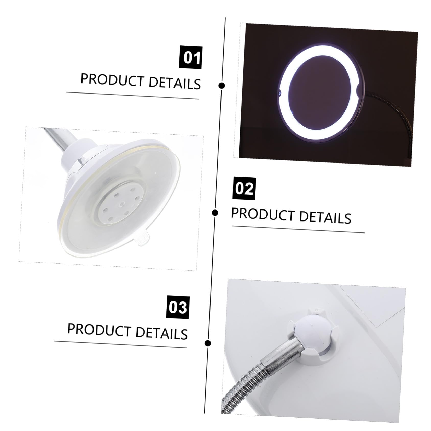 iplusmile 360grado Specchio Trucco Ingranditore LED con Ventosa Rotante Gradi Specchio da Tavolo per Bagno con Ingrandimento per Trucco con Luce