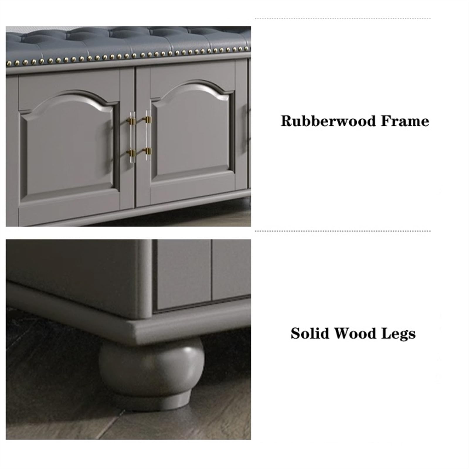 SONGYL-20249 Scarpiera da ingresso Panca for scarpe Premium grigia con cassetti e armadietto, panca for moderna di lusso, for da ingresso in legno sedile in pelle(Grijs,100cm)