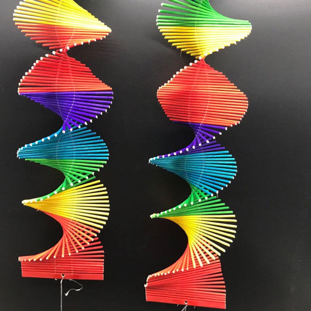 HpLive 2pcs Colourful Spiral Chimes, Twisted Rainbow Wind Chime, for Kindergarten Garden Home Onament Hanging Decoration
