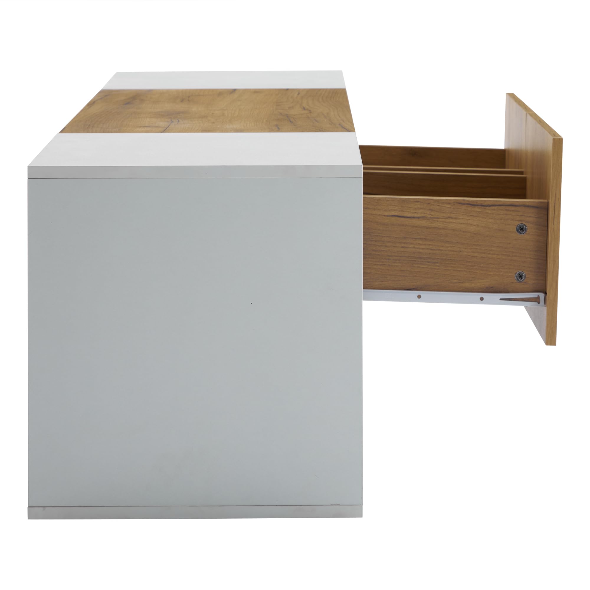 Meuble TV avec éclairage LED 2 tiroirs Rangement Ouvert Commode TV pour téléviseurs Jusqu’à 70 Pouces pour Salon Chambre à Coucher Table TV Blanc