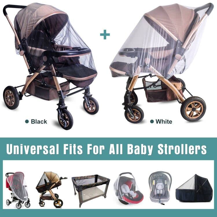 Miniatura 7 de Mosquitera duradera para cochecito de bebé (paquete de 2)  Cubierta de malla universal con borde elástico para moisés, cunas, corrales, asientos de