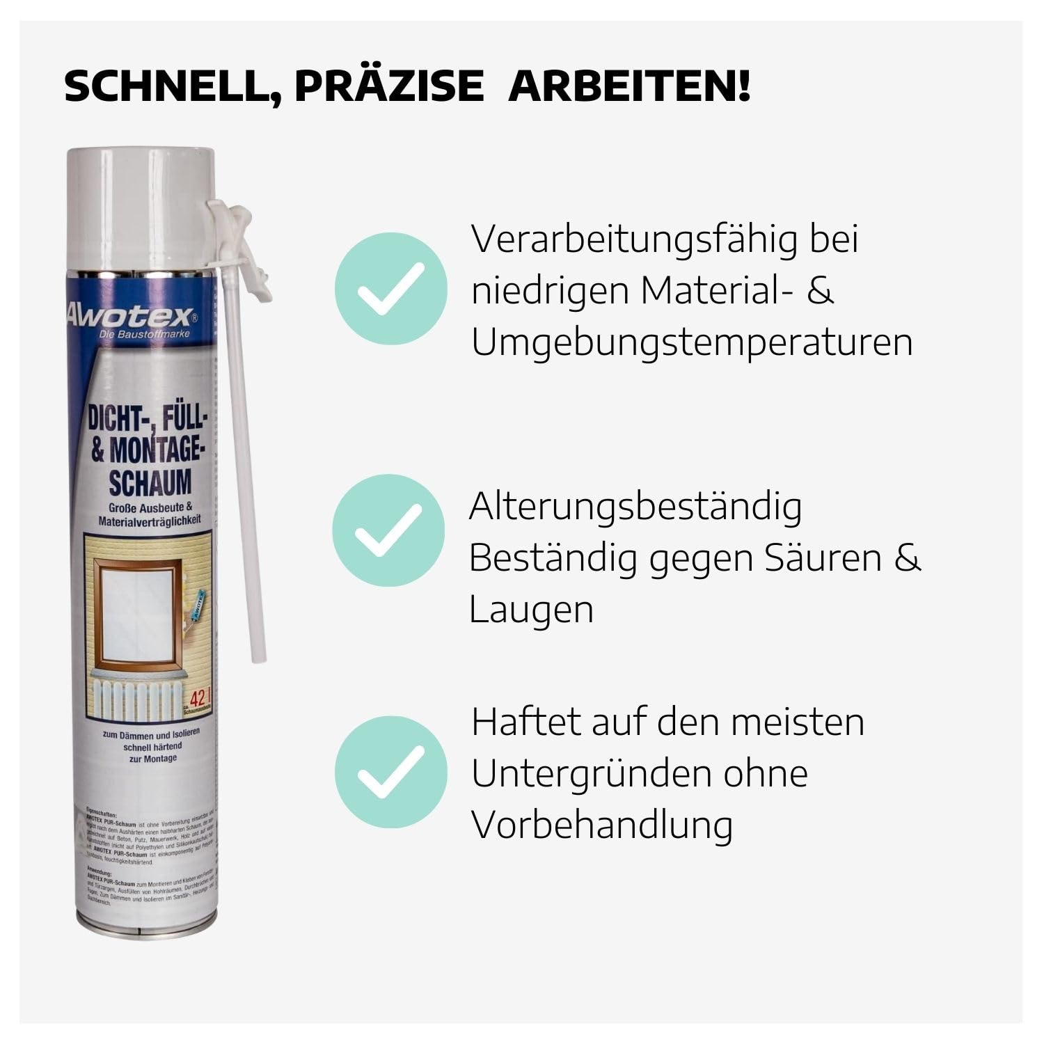 12 x Montageschaum B2 500 ml 1-K I Bauschaum Dämmschaum ohne FCKW & HFCKW I Klebeschaum für Dämmplatten I Montageschaum außen I Montageschaum Türzarge I Überstreich- & überputzbar