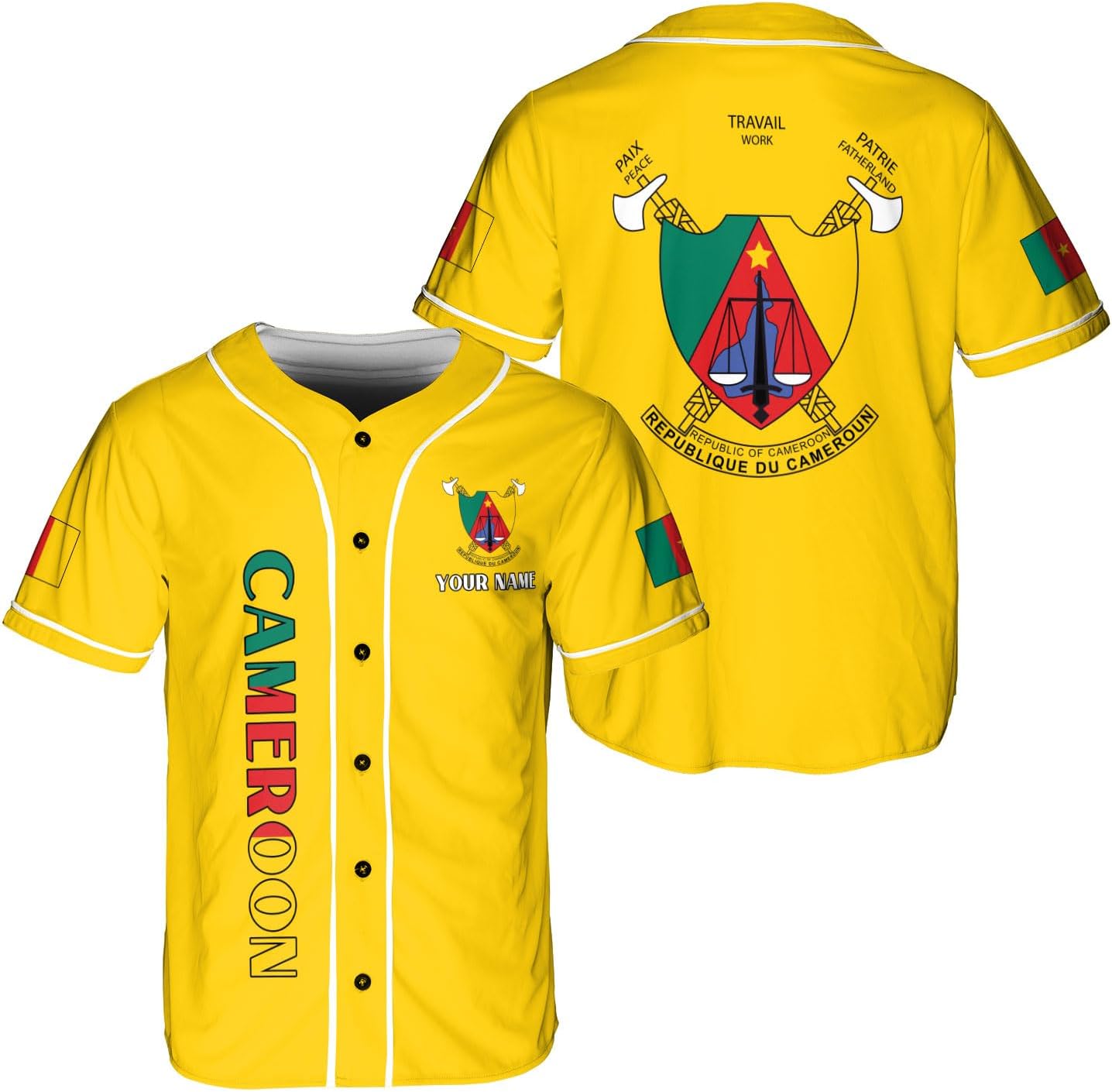 Leeprints Personalized Cameroon Baseball Jersey, Cameroonian Soccer Shirt Cameroonian Pride Flag Cameroon Jersey Men Women